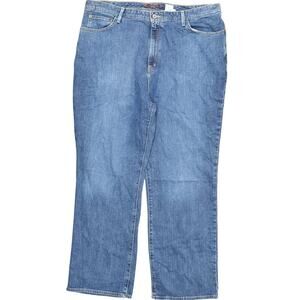 Eddie Bauer Women's Blue Natural Straight Jeans 22W Plus Cotton Blend Zip Solid